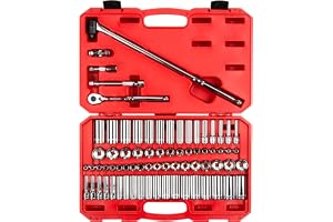 TEKTON Sexkantshylsa med 3/8 tum fyrkantsfäste och låsspärr, 73 delar (6–24 mm) SHB12200