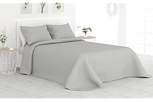 Liniva Home Colcha Bouti Termosellada para Verano. 100% Microfibra Extra Suave - Modelo Mallorca. Colcha Cubre Cama Multiusos. Incluye Dos Fundas de cojín. Cama 150/160-250x265cm Gris Claro