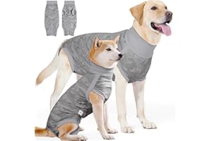 Yoolhamy Tuta per il recupero chirurgico del cane, tuta per il recupero del cane, per cani di sesso femminile e maschio, protezione per ferita alla gamba anteriore, sostituisce il collare elettronico,