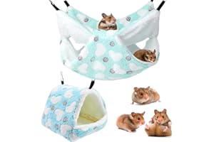 TYXHXTF 2 Pieza Hamaca Colgante de Animales Pequeños, Capas Hamster Hamaca Pequeño Acogedora Accesorios Ropa de Cama para Ardilla Gerbille Dormir Hámster