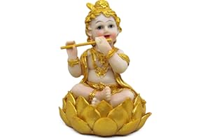 TIED RIBBONS Krishna Statue | Resin, 5.2 Inch | Baby Krishna Idol for Home, Puja, Mandir, Temple | Hindu God Idols for House Warming | Indian Return Gifts for Pooja, Office, Religious Items