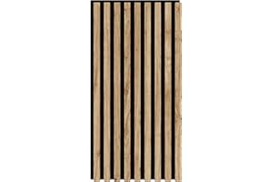 Leiste24 Akustikpaneel - Lamellenverkleidung - Wandverkleidung - 800 x 400 mm - Akustikfilz Schwarz - Lamellendekor Eiche natur