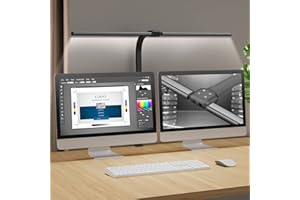 DEXNUMP Lampe de bureau led puissante, 24W Lampe de Table Dimmable avec 80cm Super Longue, 5 Luminosité, 5 Températures de Couleur, 224 Perles LED Lampe de Bureau pour Ecran d'ordinateur Bureau (Noir)