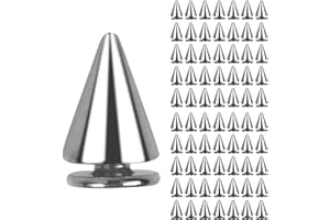 JIKEXINGMENG Durable 100-Piece Cone Spike Rivets Set with Screws - 7x10mm Silver Studs for Trendy DIY Projects: Leather Bags, Clothes & Shoes