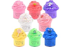 BASYWIIM 8 Pack Butter Slime Kit, DIY Stress Relief Toy Scented Slime with 8 Color Cute Slime and Fun Charms, Birthday Gifts for Kids Girls Boys, Party Favor, Idea Toys