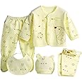 Fancy Walas Presents New Born Baby Summer Wear Baby Clothes 5Pcs Sets 100% Cotton Baby Boys Girls Unisex Baby Cotton/Summer Suit Infant Clothes First Gift for New Born baby