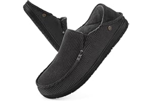 FamilyFairy Men's Moccasin Slippers Memory Foam Breathable Comfy House Shoes with Non-Slip Indoor Outdoor Rubber Sole