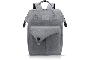 Lekesky - Sac à dos pour femme - Cartable - Avec compartiment pour ordinateur portable et poche anti-vol - Sac à dos pour ordinateur portable 15,6", Gris pur., 15,6", Décontracté