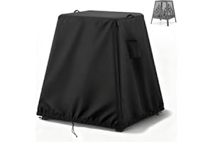 Fenghome Fire Pit Cover, Waterproof 500D Trapezoid Firepit Covers with Handle Drawstring and Buckles Heavy Duty Outdoor Fireplace Cover - 48x48x56cm (Black)