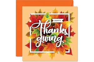 STUFF4 Kartka z życzeniami z podziękowaniami dla kobiet mężczyzn - Happy Thanksgiving - siostra brat kuzyn wujek ciocia mama tata babcia dziadek, 145 mm x 145 mm pojedyncze kartki z życzeniami prezent