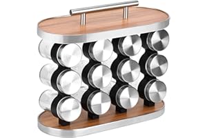 DUOJIN Zestaw regałów na przyprawy, uniwersalny organizer kuchenny, stojak na przyprawy z 12 słoiczkami na przyprawy, dekoracja w stylu artystycznym, stojak na przyprawy, 28 x 23,6 cm