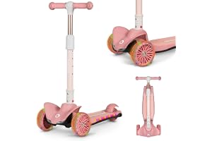 LIONELO Timmy Balanssparkcykel för Barn 3+ år, Trehjulig LED-hjul & Lysande Plattform, Justerbart Styre 64–76 cm, Halkfri Fotbräda, Bakbroms, Hopfällbar Design, upp till 50 kg, Lätt och Säker