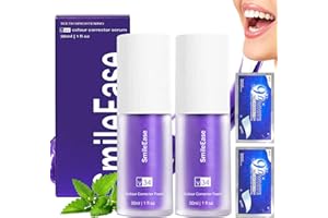 BMHNQ His smile V34s Tooth Whitening Powder Purple Teeth Safe Whitening Active Teeth Whitening Powder Tooth Stain Removal Booster Schiarimento Denti, Cancella Macchie Gialle