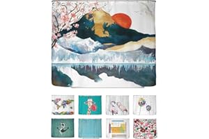 arteneur® - Tenda da doccia antimuffa, 240 x 200 cm, materiale riciclato Öko-Tex Standard 100, orlo zavorrato, non trasparente, impermeabile, lavabile, con 16 anelli ed e-book, motivo: Giappone