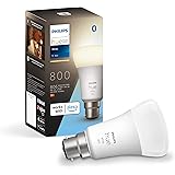 Philips Hue White LED Smart Light Bulb 1 Pack [B22 Bayonet Cap] Warm White - for Indoor Home Lighting, Compatible with Amazon