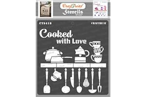 CrafTreat Stencil decorativi da cucina per dipingere su legno, pareti, piastrelle, tela, carta, tessuto e pavimento, 30 x 30 cm, riutilizzabili per lavori di arte e artigianato fai da te
