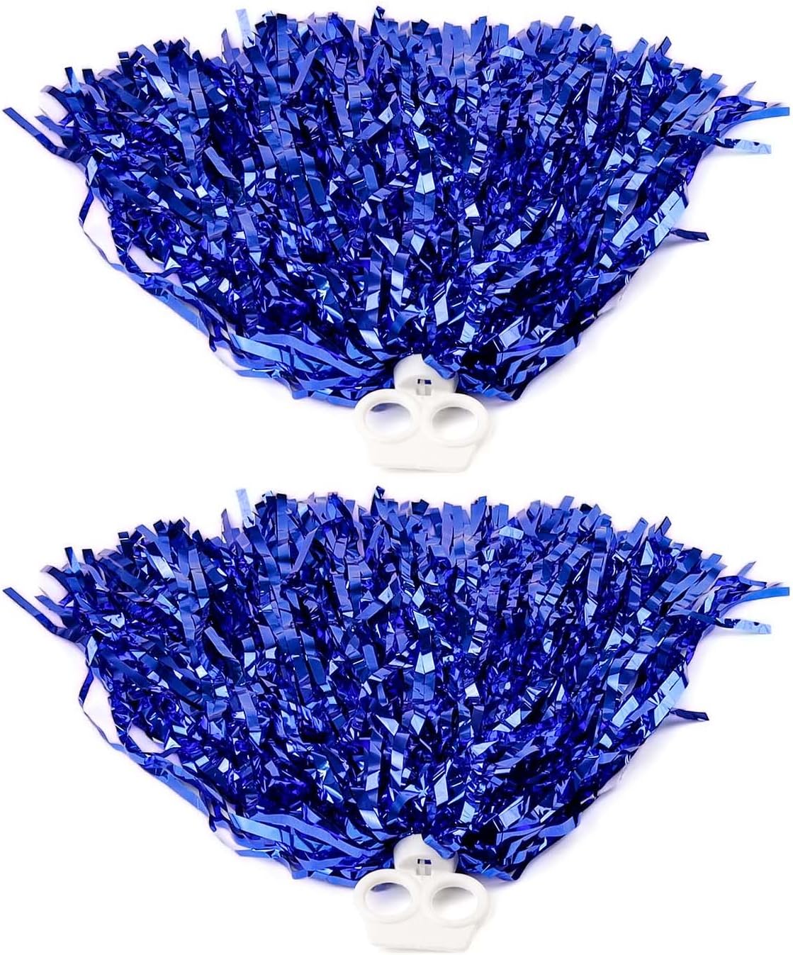 Pompones de Porristas, MYLERCT 2 piezas Pompones Azul de Lámina de Metal, Pompones de Porristas con Hebilla de Anillo para Baile, Porristas, Fiestas Deportivas