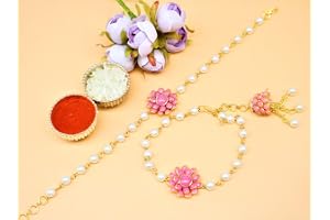 JAIPUR ACE Pearl Crafted Bhaiya Bhabhi Lumba Rakhi Set for Brother, Rakhi for Bhai and Bhabhi