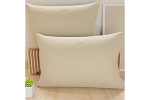 PETTI Artigiani Italiani - Par de Fundas de Almohada 50x70 cm, Pareja de Funda de Cojín Lisas Beige, 100% Microfibra Hipoalergénica, Made in Italy