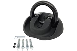 KRASER KR804 Anclaje Suelo Moto para Cadena Seguridad, Anilla ø14 Abatible, 4 Tacos Expansivos, Fijación Antirrobo Pared Garaje Remolque Parking Universal Motocicleta, Scooter, Bici Eléctrica
