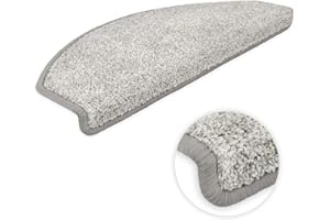 ‎KETTELSERVICE-METZKER Kettelservice-Metzker Stufenmatten Ventura Halbrund Einzeln und SparSet's Lichtgrau 15 Stück Treppenschutz Treppenteppich