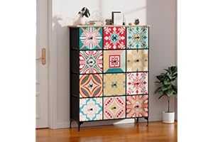 Lvhecforhm Grande Cassettiera Camera da Letto, Cameretta a 12 Cassetti in Tessuto con Piani in Legno, Piccola con Struttura in Metallo Stabile