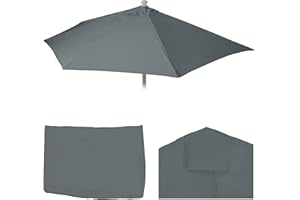 Mendler Ersatz-Bezug für Sonnenschirm halbrund Parla, Sonnenschirmbezug Ersatzbezug, 270cm Stoff/Textil UV 50+ 3kg - anthrazit