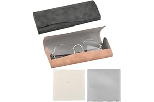 Aohyue 2 Pezzi Custodia Rigida per Occhiali, Portatile Unisex in Pelle PU con Panno in Microfibra, Custodia Protettiva Anti-Urto per Uomini e Donne, per Occhiali da Sole, da Lettura e da Vista, Nero