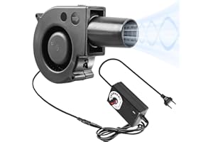 BAIFULAI Ventilador radial de 12 V, CA 220 V, ventilador con controlador y tubo para electrodomésticos, 97 x 33 mm, ventilador de turbina, ventilador radial para aparatos de calefacción, barbacoa