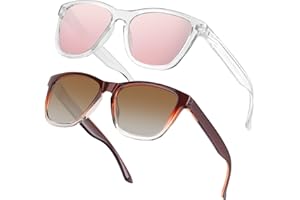 Ulknyss Sonnenbrille Damen Polarisiert Vintage Sonnenbrillen Eckig 2 Set Modern Retro Sunglasses Womens Sonne Brille Frauen mit UV400 Schutz