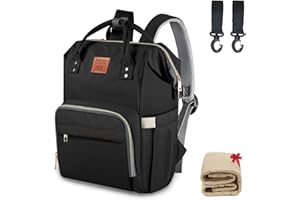 BALCONY & FALCON Sac à dos Mamma multifonctions, sac à dos à langer pour bébé, imperméable pour maman Grand sac Nappy Oxford 56L avec matelas à langer 70 x 50 cm crochets pour poussette