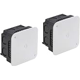 Meister Recessed Junction Box, 100 x 100 x 45 mm, Pack of 2, 14 Cable Grommets &ndash; with Lid &ndash; for Dry Interiors