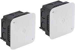 Meister Caja de derivación empotrada, 100 x 100 x 45 mm, 2 Unidades, 14 pasacables – con Tapa – para Interiores Secos/Caja de distribución para Interior/Caja de distribución para Montaje Interior /