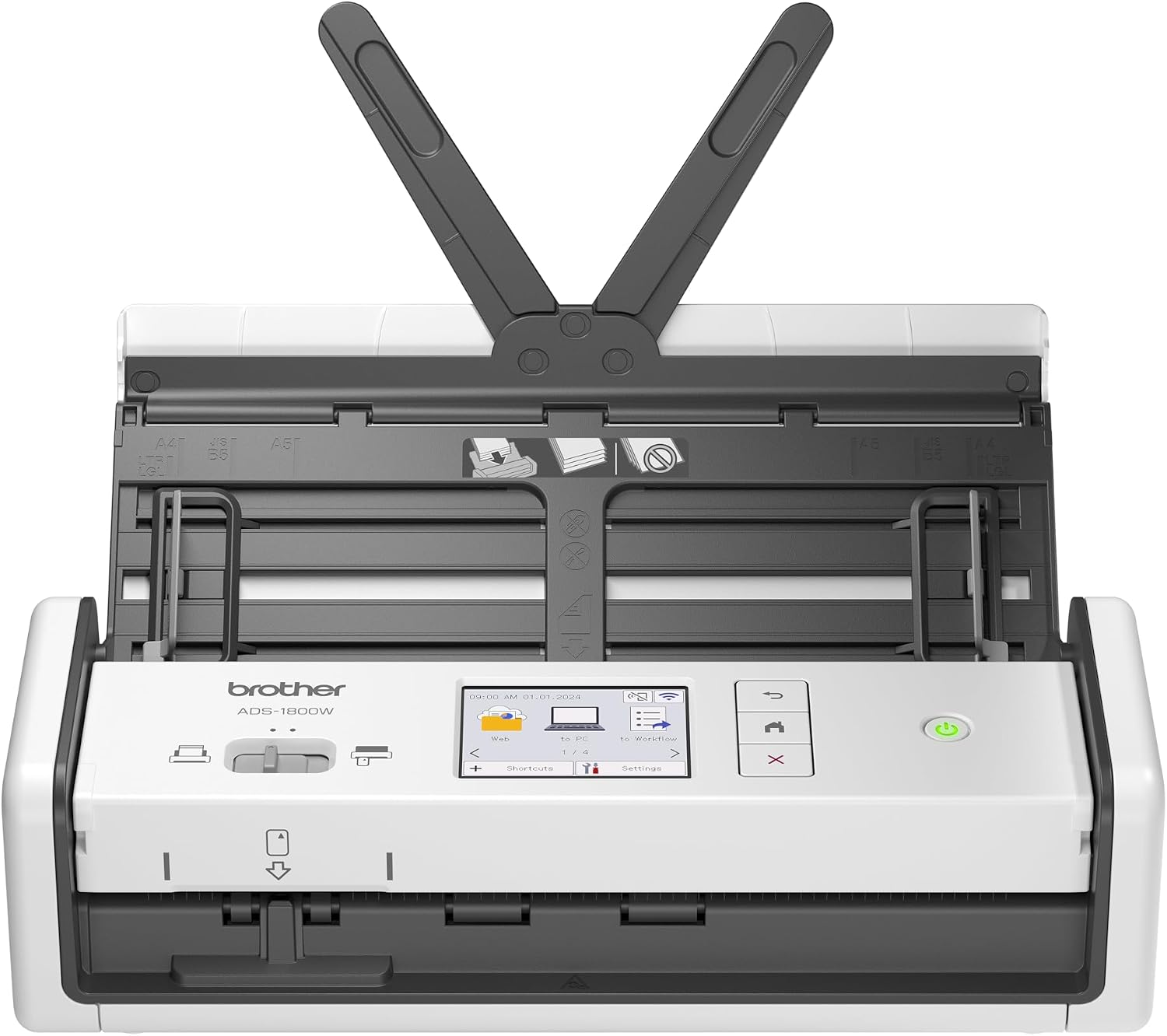 Brother ADS1800W Portable Document Scanner | 20 sheet ADF |ID card slot |Touchscreen|Supporting app |OCR and PDF software included | UK Plug