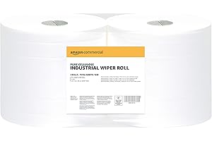 AMAZONCOMMERCIAL Amazon Commercial Rouleau de Papier d’Essuyage Industriel Cellulose Double Épaisseur 2 Rouleaux (1 Paquet) 815 Feuilles par Rouleau Taille d’une Feuille 25,7cm x 36cm