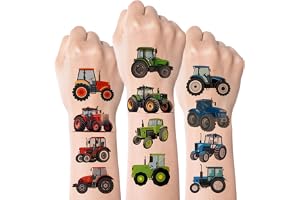 Kotkiddy 80 stycken traktor tillfälliga tatueringar för barn, pojkar och flickor, festdekoration, tävlingspresenter, present