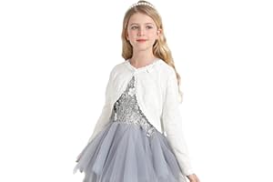 Adorel Girls Bolero Knitted Cardigan Pure Cotton Shrug Long Sleeve Crew Neck