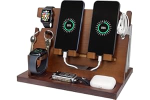 ROBOMANOR Gifts for Men, Wooden Phone Docking Station, Watches, Wallets, Bedside Organiser Gift Husband, Gift for Him, Father, Brother, Christmas, Anniversary, Birthday Gift for Men, Dad Gifts