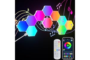 GIACOMO 10PCS LED Sechseck Gaming Wandleuchte, Hexagon RGB Panel, Smart Sechseck Wandleuchten Gaming Wand Licht App Steuerung Musik Sync,DIY Modular Geometry Assembly für Gamer Zimmer Room Decor