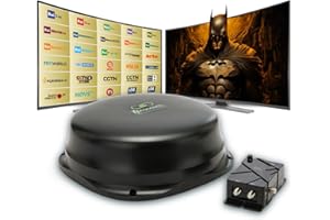 MOSCATELLI Antenna TV Camper Omnidirezionale DVB-T/T2 per Interno/Esterno – Antenna Camper 12/24/220V con Filtro LTE 4G – Kit Completo con Amplificatore Potente e Cavi Coassiali – Nero