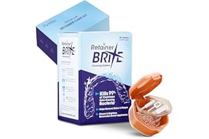 PURESS PROFESSIONAL SERUMS Retainer Brite Cleaning Kit with 96 Tablets and Orthodontic Retainer Case – Sun Orange – for Retainers, Invisalign, Mouthguards, Dentures – Removes Plaque, Kills 99% Bacteria