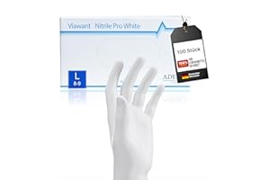 Viawant® Nitrile Pro White Einweghandschuhe Nitrilhandschuhe L [100 Stück] Stabil, Hypoallergen, Puderfrei & Latexfrei – Reißfeste Einmalhandschuhe
