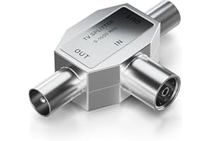 deleyCON Répartition Antenne T-Couplage pour Adaptateur TV T Couplage Coaxial 2X Prise Coaxiale Argent