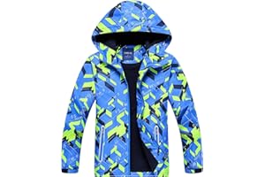 YoungSoul Manteaux Imperméables Garçon Blouson Coupe Vent Veste de Pluie Légère Imprimée à Capuche