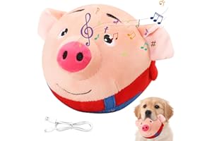 Haokelai Active Moving Pet Plush Toy, Talking Moving Dog Toy, Shake Bounce Boredom Toys, Washable Cartoon Pig Plush Sound Electronic Dog Toy, Dancing Dog Ball Bouncing Toy for Small Medium Dogs