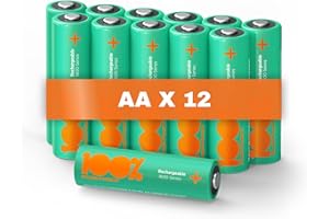 100%PEAKPOWER Rechargeable Battery AA 12 Pack NiMH 1.5v /1.2v Volt double AA battery for household applications and solar batteries for garden lights this batterys for pro and basic use (12)