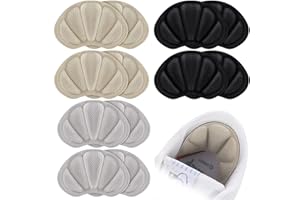 Lot de 6 Paires Coussinets Talon, Protection Talon Chaussure Homme et Femme, Inserts de Talons, Coussinets de talon épais, Coussinets Autocollants pour l'arrière du Talon pour Chaussure Trop Grande