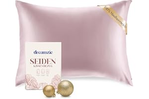 ‎DREAMZIE DREAMZIE Seidenkissenbezug 40x60 cm für Haar und Haut, Kissenbezüge Seide 19 Momme (Flieder, 1 Stück)