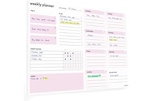 BELLA BESO Weekly A4 Planner Pad with Daily Sections, 52 sheets, Undated Calendar, Habit & To-Do Lists - For Work, Home, and Study Revision