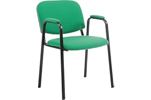 CLP Sedia Visitatore Ken Pro Imbottita In Stoffa I Sedia Conferenza Portata Max 120 KGI Sedia Riunioni In Metallo I Sedia Attesa Con Schienale, Colore:verde